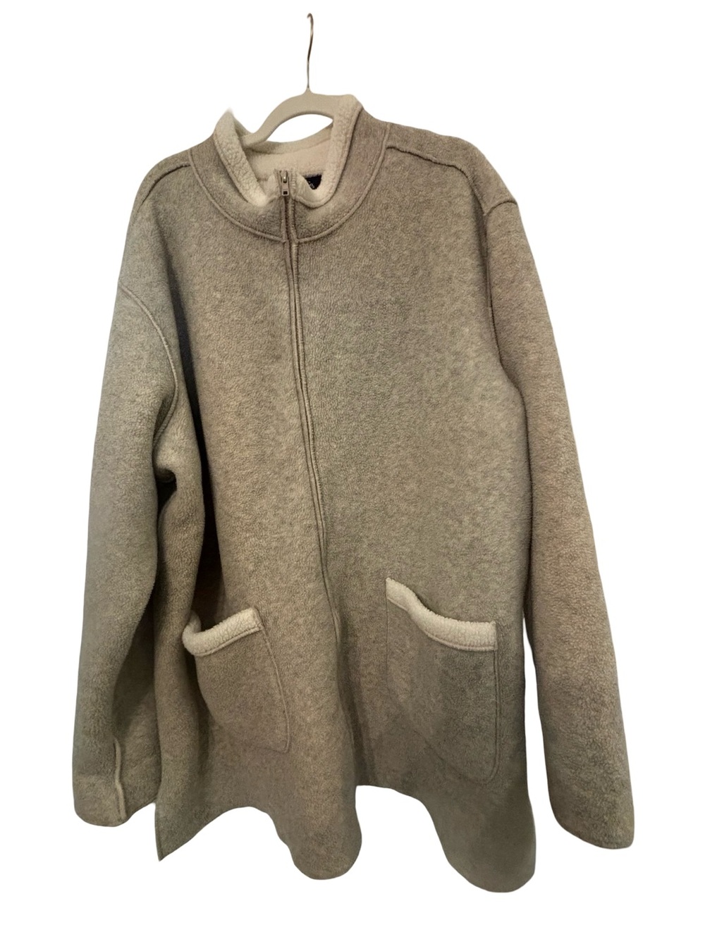 Denim&Co Taupe Teddy Fleece Loganlook Gorpcore Oversized Zip Jacket 3XL